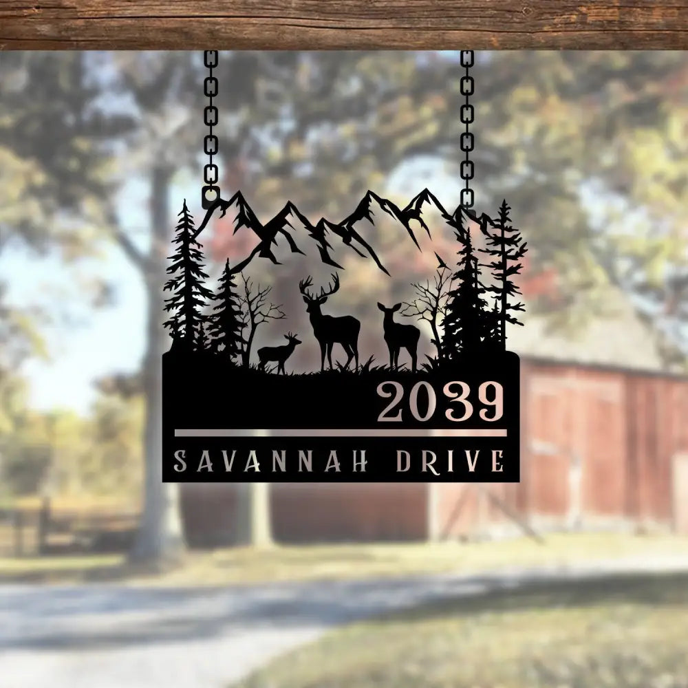 Custom Deer Address Sign Metal Deer Sign Deer Yard sign Address Sign Deer House Number Plaque Yard Address sign Antler