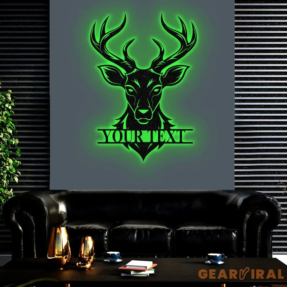 Custom Deer Head Metal Sign with Led Light,Deer Antler Decor,Deer Hunter Gift,Deer Monogram Camp Sign,Christmas Gift