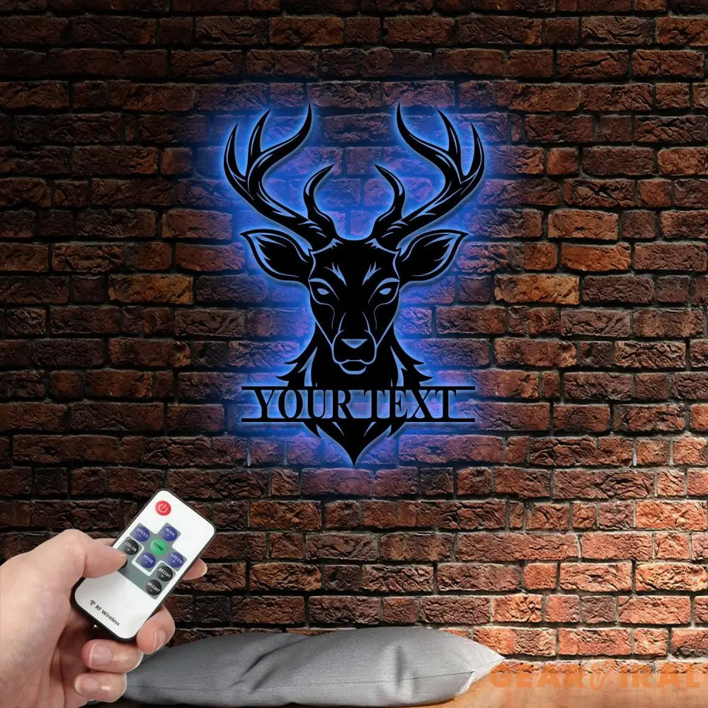 Custom Deer Head Metal Sign with Led Light,Deer Antler Decor,Deer Hunter Gift,Deer Monogram Camp Sign,Christmas Gift