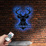 Custom Deer Head Metal Sign with Led Light,Deer Antler Decor,Deer Hunter Gift,Deer Monogram Camp Sign,Christmas Gift