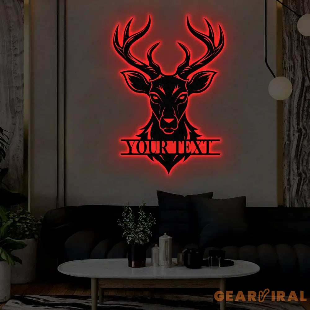 Custom Deer Head Metal Sign with Led Light,Deer Antler Decor,Deer Hunter Gift,Deer Monogram Camp Sign,Christmas Gift