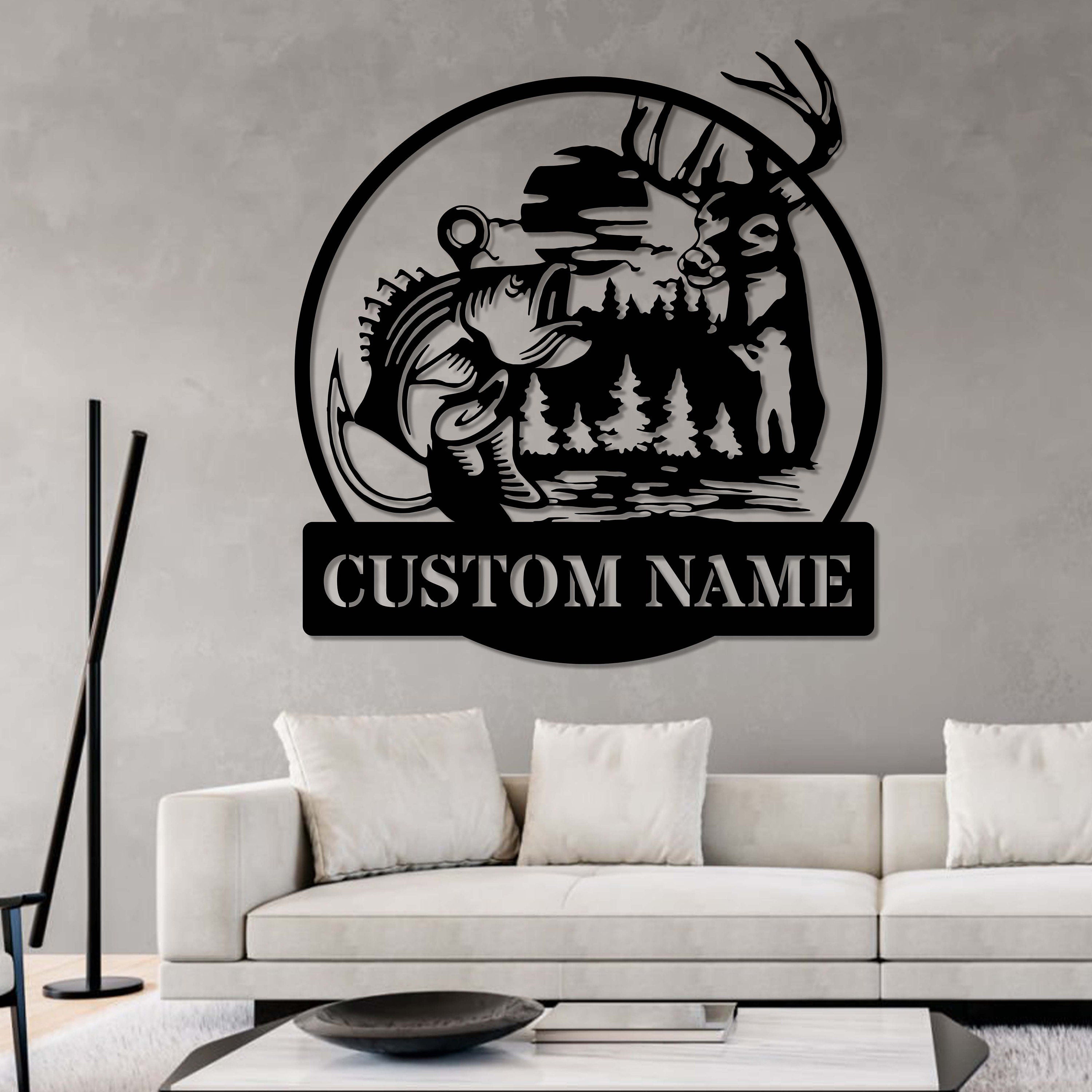 Custom Deer Hunting And Fishing Metal Wall Art Led Light Hunter Name Sign Decoration For Home - Deer Hunting Sign Home Decor Birthday Gift | GearViral
