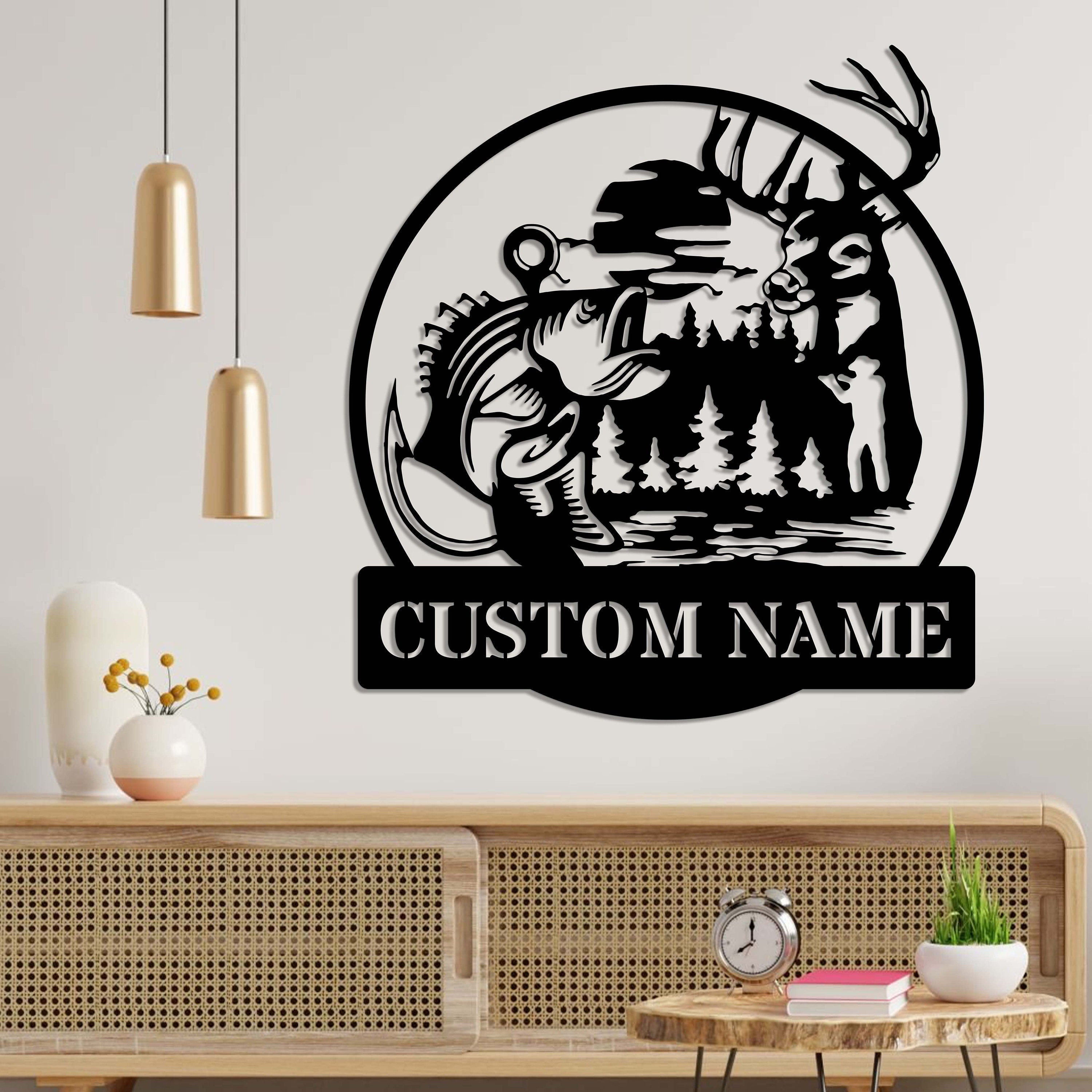 Custom Deer Hunting And Fishing Metal Wall Art Led Light Hunter Name Sign Decoration For Home - Deer Hunting Sign Home Decor Birthday Gift | GearViral