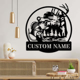 Custom Deer Hunting And Fishing Metal Wall Art Led Light Hunter Name Sign Decoration For Home - Deer Hunting Sign Home Decor Birthday Gift | GearViral