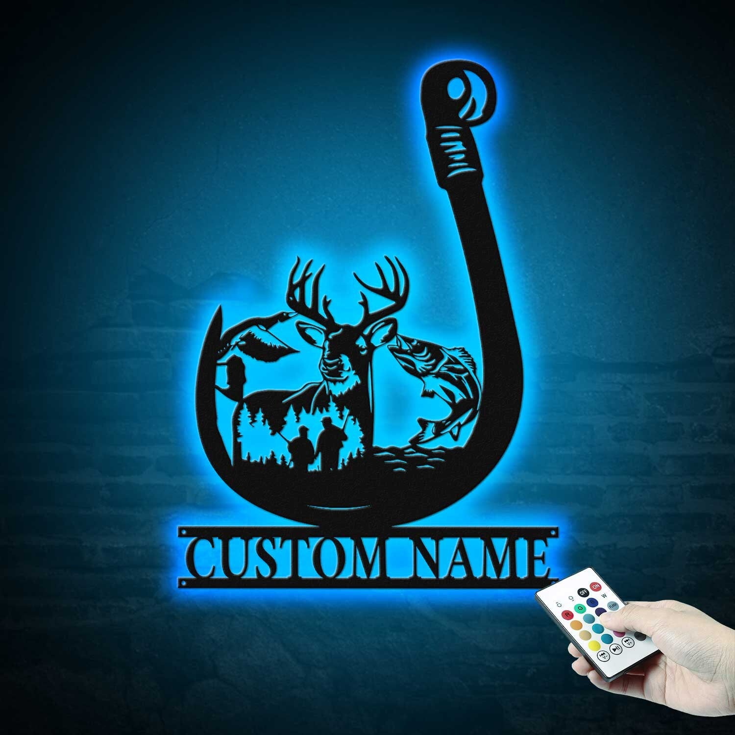 Custom Deer Hunting And Fishing Metal Wall Art Led Light Hunter Sign Decoration For Home - Deer Hunting Home Decor Housewarming Gifts | GearViral