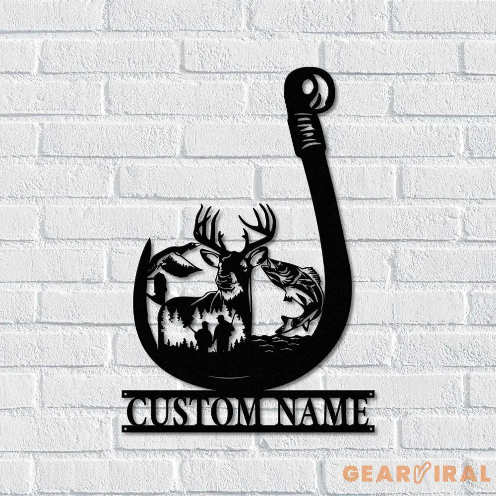 Custom Deer Hunting And Fishing Metal Wall Art Led Light Hunter Sign Decoration For Home - Deer Hunting Home Decor