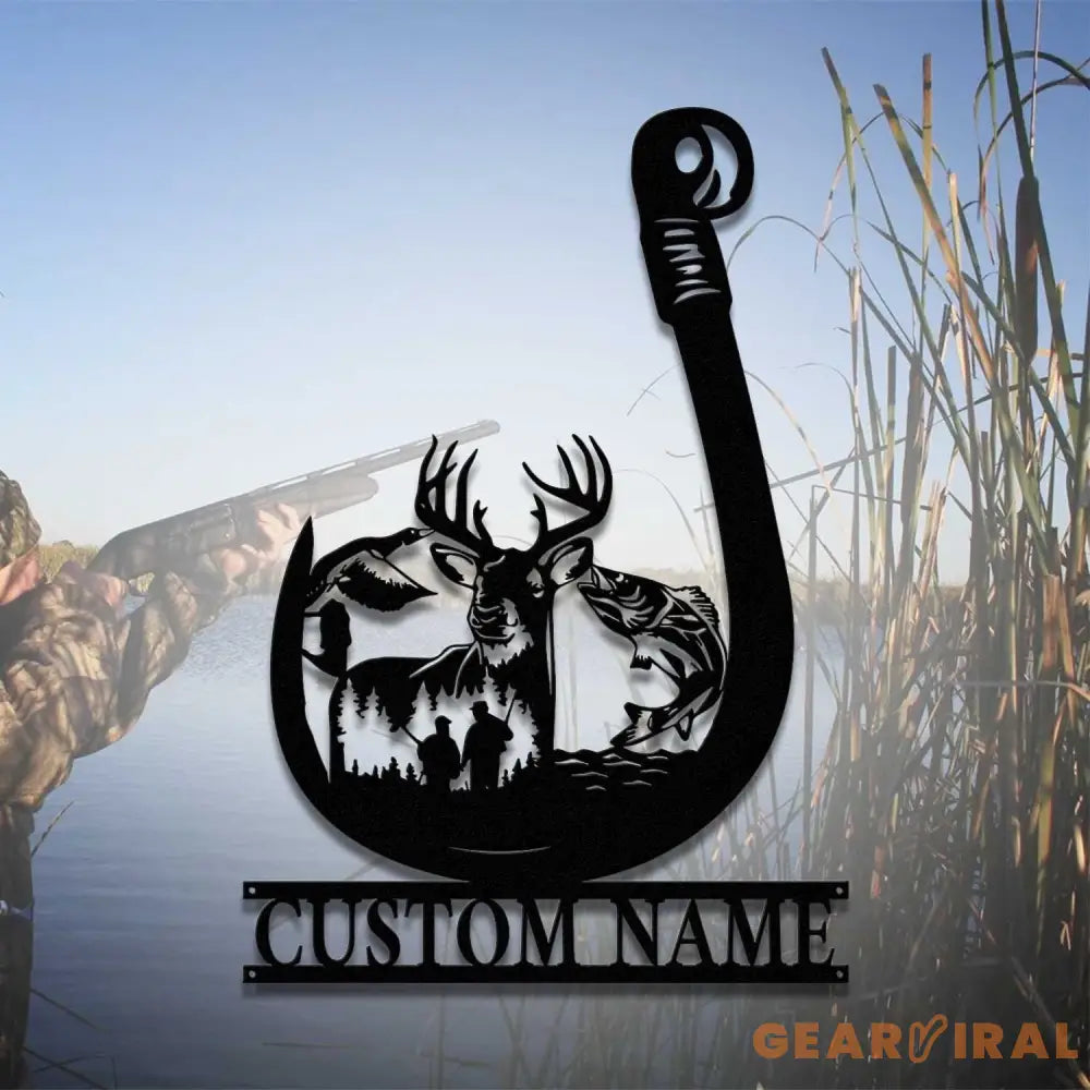 Custom Deer Hunting And Fishing Metal Wall Art Led Light Hunter Sign Decoration For Home - Deer Hunting Home Decor