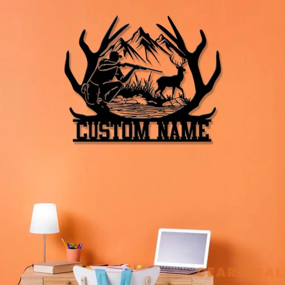 Custom Deer Hunting Metal Sign Personalized Deer Wall Art Gift for Hunter Hunter Name Sign Deer Wall Art Men Cave Sign