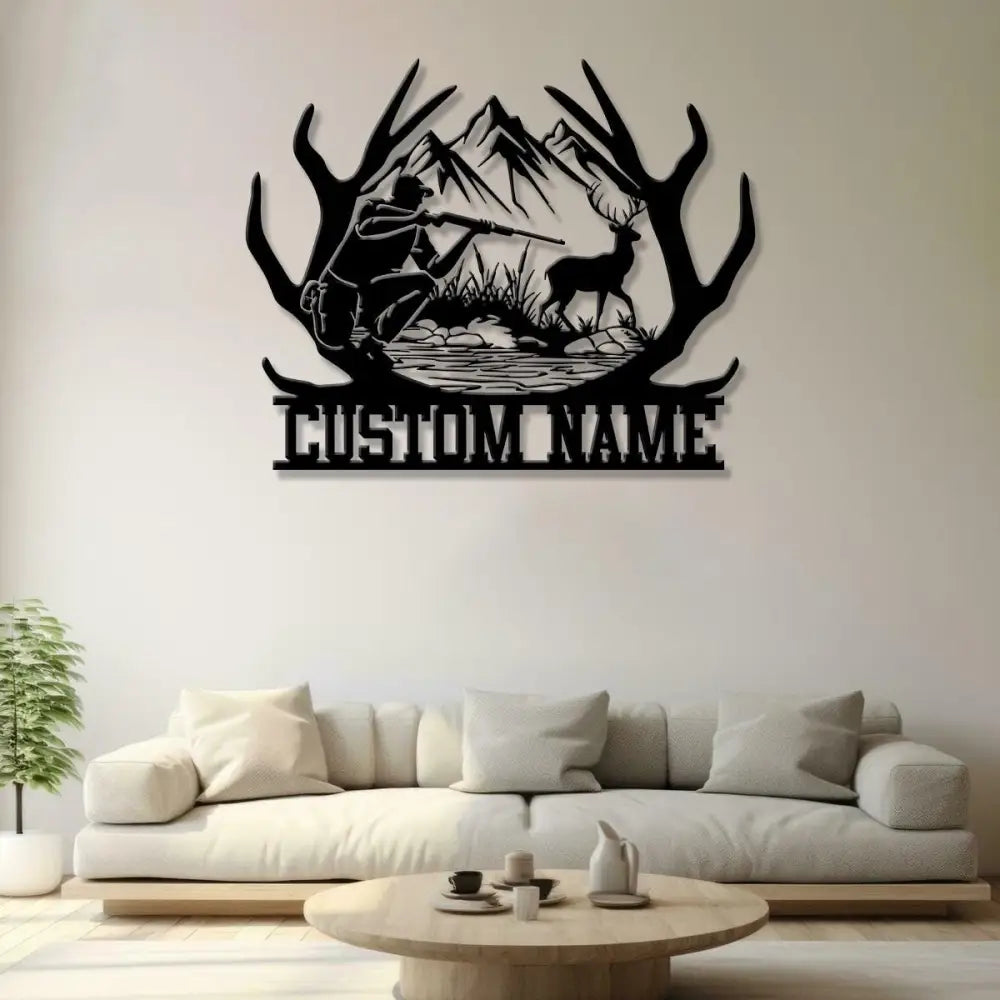 Custom Deer Hunting Metal Sign Personalized Deer Wall Art Gift for Hunter Hunter Name Sign Deer Wall Art Men Cave Sign