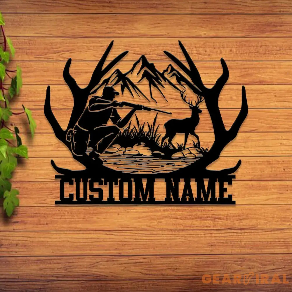Custom Deer Hunting Metal Sign Personalized Deer Wall Art Gift for Hunter Hunter Name Sign Deer Wall Art Men Cave Sign