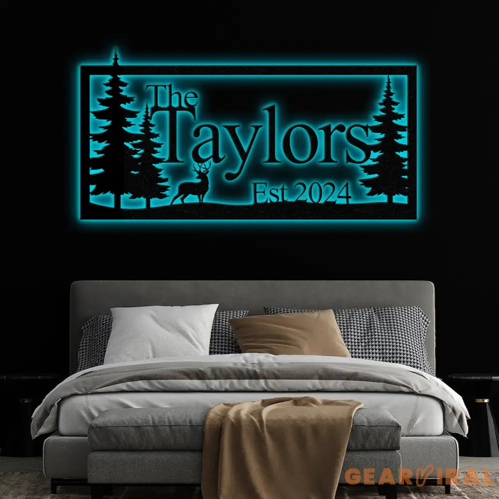 Custom Deer Metal Cabin Sign Personalized Family Name Sign Lake Home Decor Cabin Decor Metal Wall Art Outdoor Sign Deer