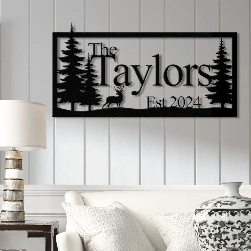 Custom Deer Metal Cabin Sign Personalized Family Name Sign Lake Home Decor Cabin Decor Metal Wall Art Outdoor Sign Deer