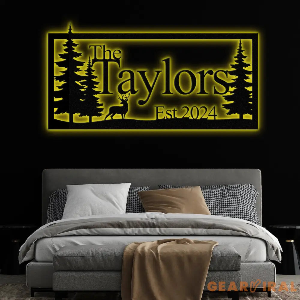 Custom Deer Metal Cabin Sign Personalized Family Name Sign Lake Home Decor Cabin Decor Metal Wall Art Outdoor Sign Deer