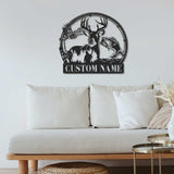 Custom Deer Turkey And Bass Fishing Metal Wall Art Hunter Gift Personalized Hunter Name Sign Home Decor Cabin Decoration Housewarming Xmas | GearViral
