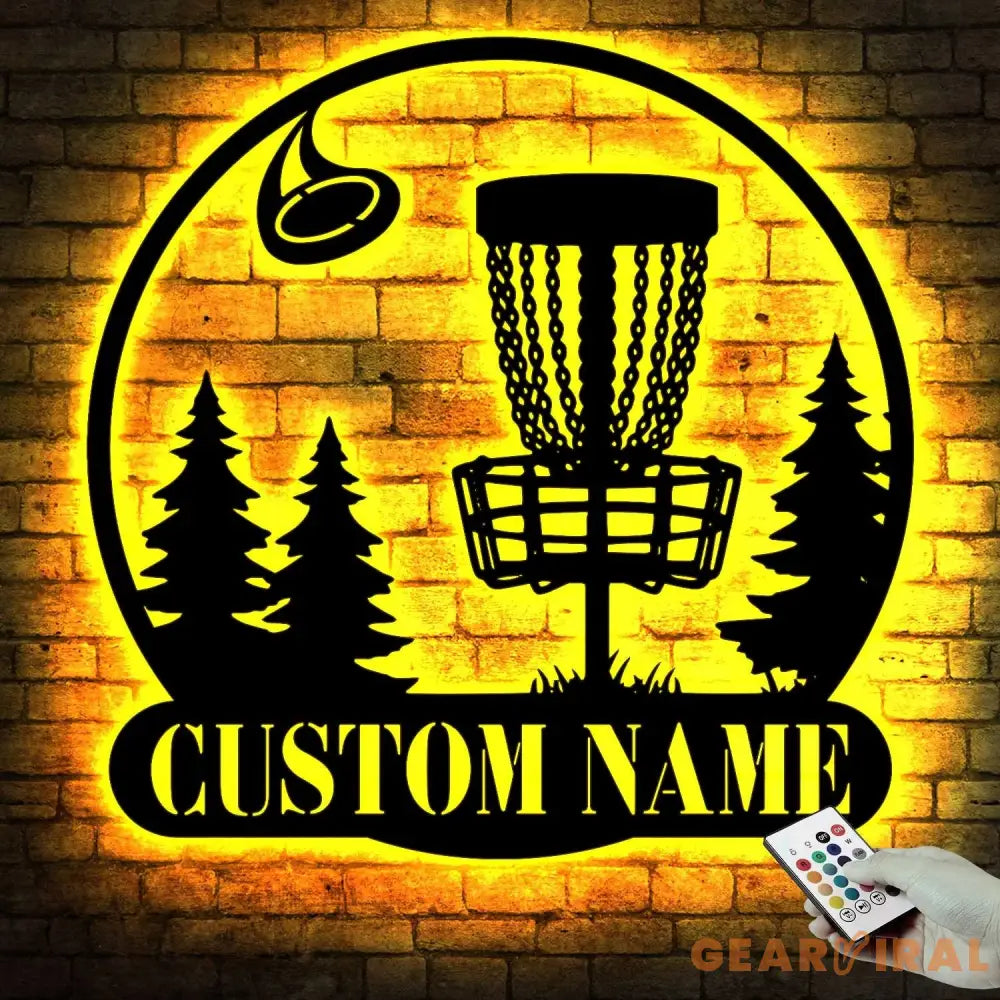 Custom Disc Golf Player Metal Wall Art LED Light - Personalized Disc Golfer Name Sign Home Decor - Ideal for Home Decor
