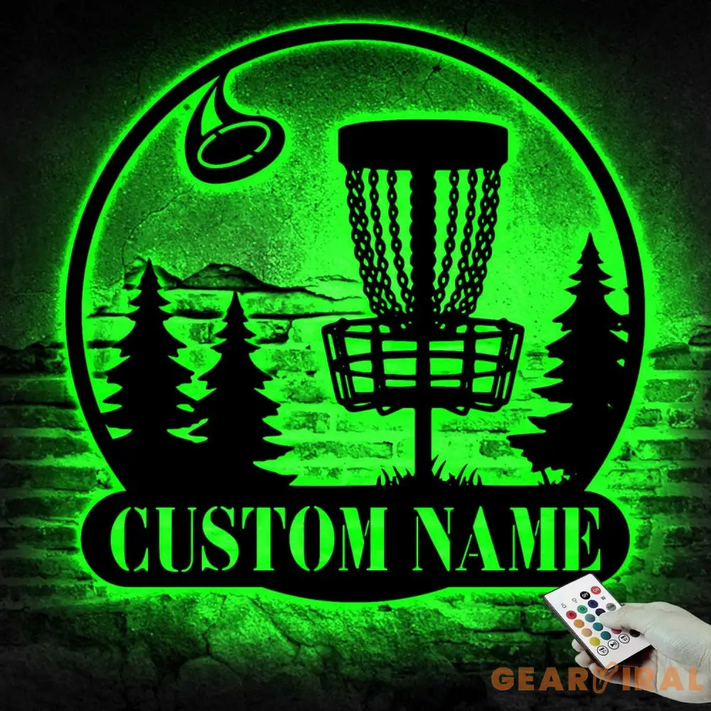 Custom Disc Golf Player Metal Wall Art LED Light - Personalized Disc Golfer Name Sign Home Decor - Ideal for Home Decor