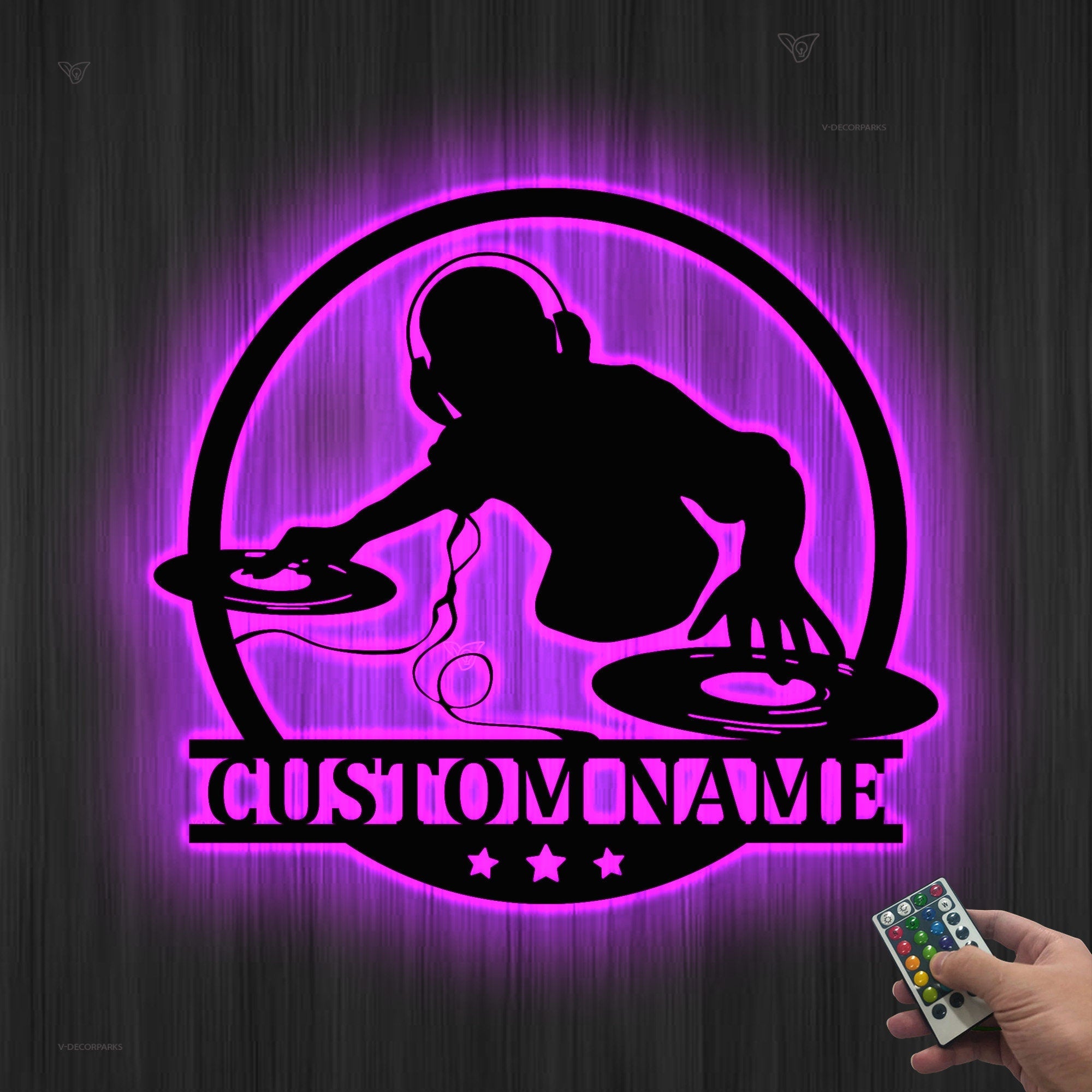 Custom DJ Metal Wall Art with LED Light - Disc Jockey gift - Music Lovers Gift - DJ Player Metal Sign | GearViral