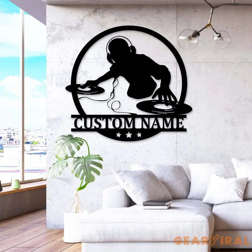 Custom DJ Metal Wall Art with LED Light - Disc Jockey gift - Music Lovers Gift - DJ Player Metal Sign | GearViral