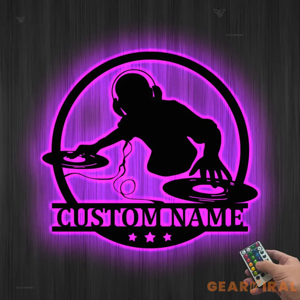 Custom DJ Metal Wall Art with LED Light - Disc Jockey gift - Music Lovers Gift - DJ Player Metal Sign | GearViral