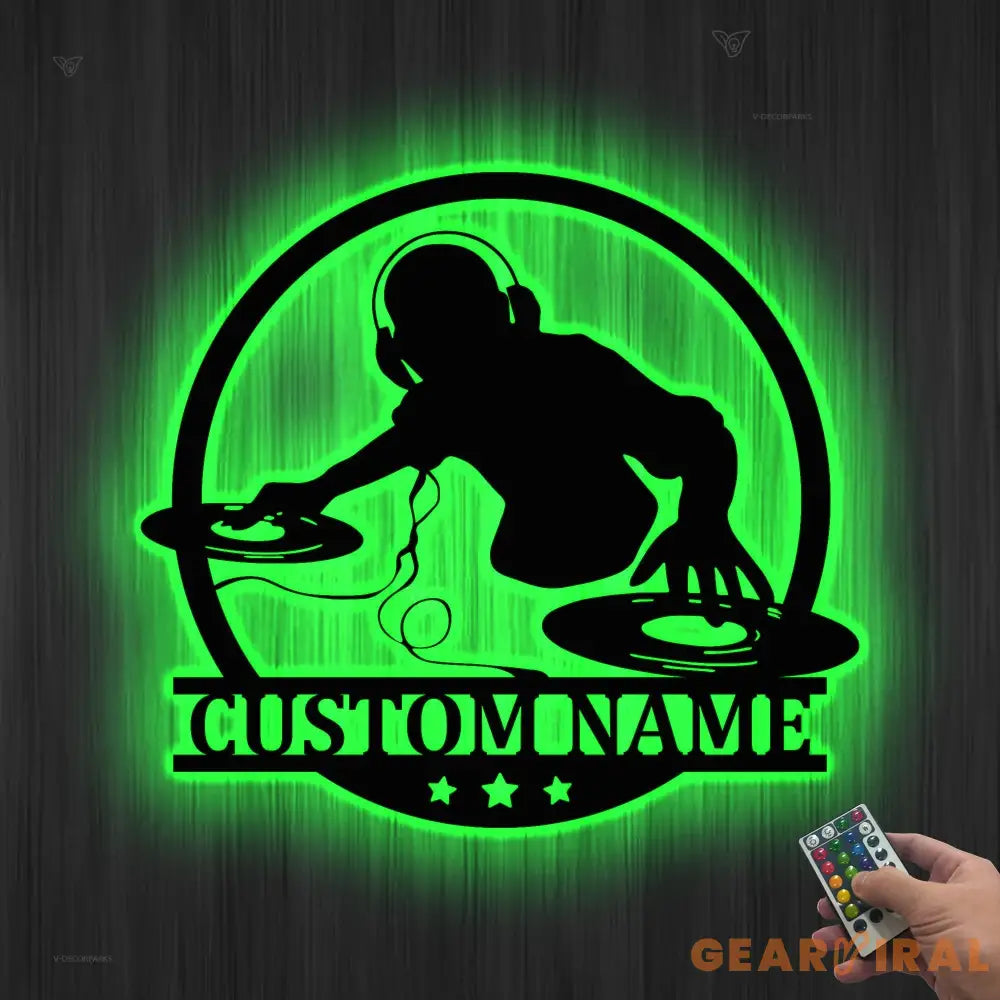 Custom DJ Metal Wall Art with LED Light - Disc Jockey gift - Music Lovers Gift - DJ Player Metal Sign | GearViral
