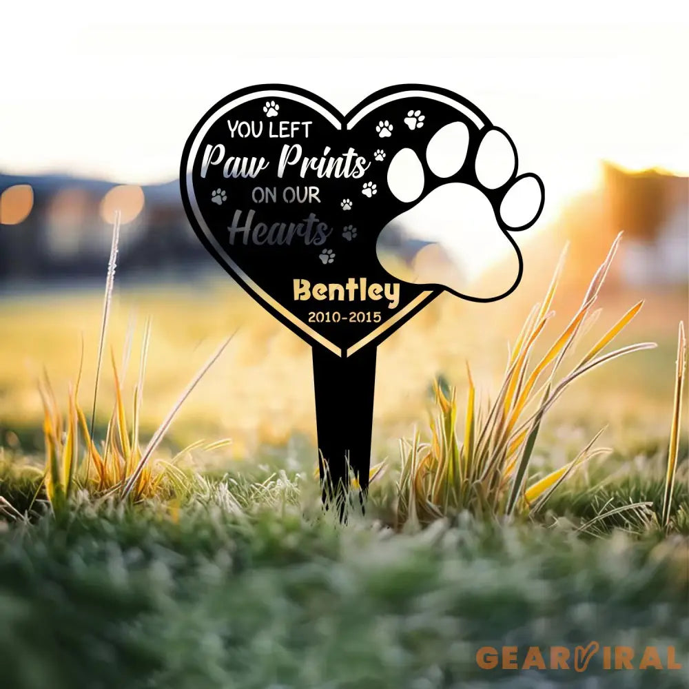 Custom Dog Memorial Garden Stake with Heart and Paw Metal Garden Sign Custom Garden Sign Dog Memorial Sign Pet Grave