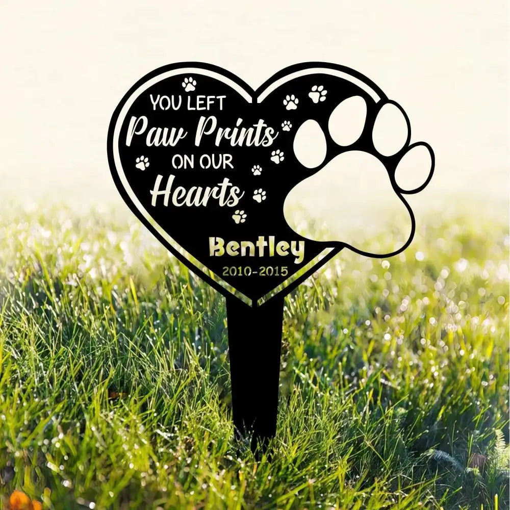 Custom Dog Memorial Garden Stake with Heart and Paw Metal Garden Sign Custom Garden Sign Dog Memorial Sign Pet Grave