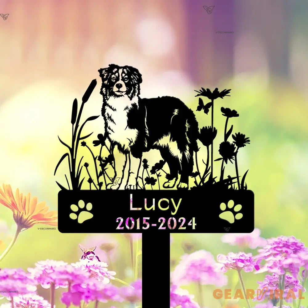 Custom Dog Memorial Stake - Australian Shepherds Sign - Pet Memorial Gifts - Metal Stake | GearViral