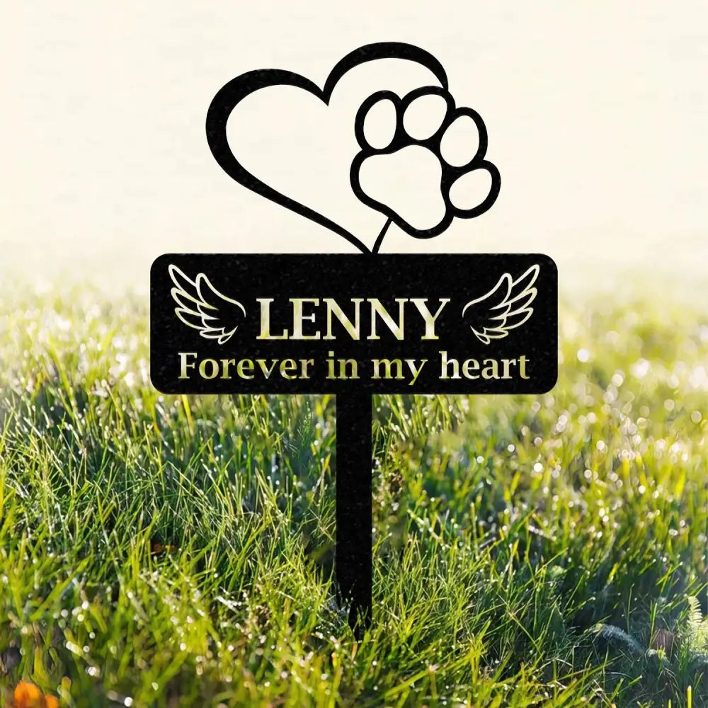 Custom Dog Memorial Stake with Heart and Paw,Metal Dog Garden Stake Sign Personalized Dog Name Yard Stake Metal Dog Pet