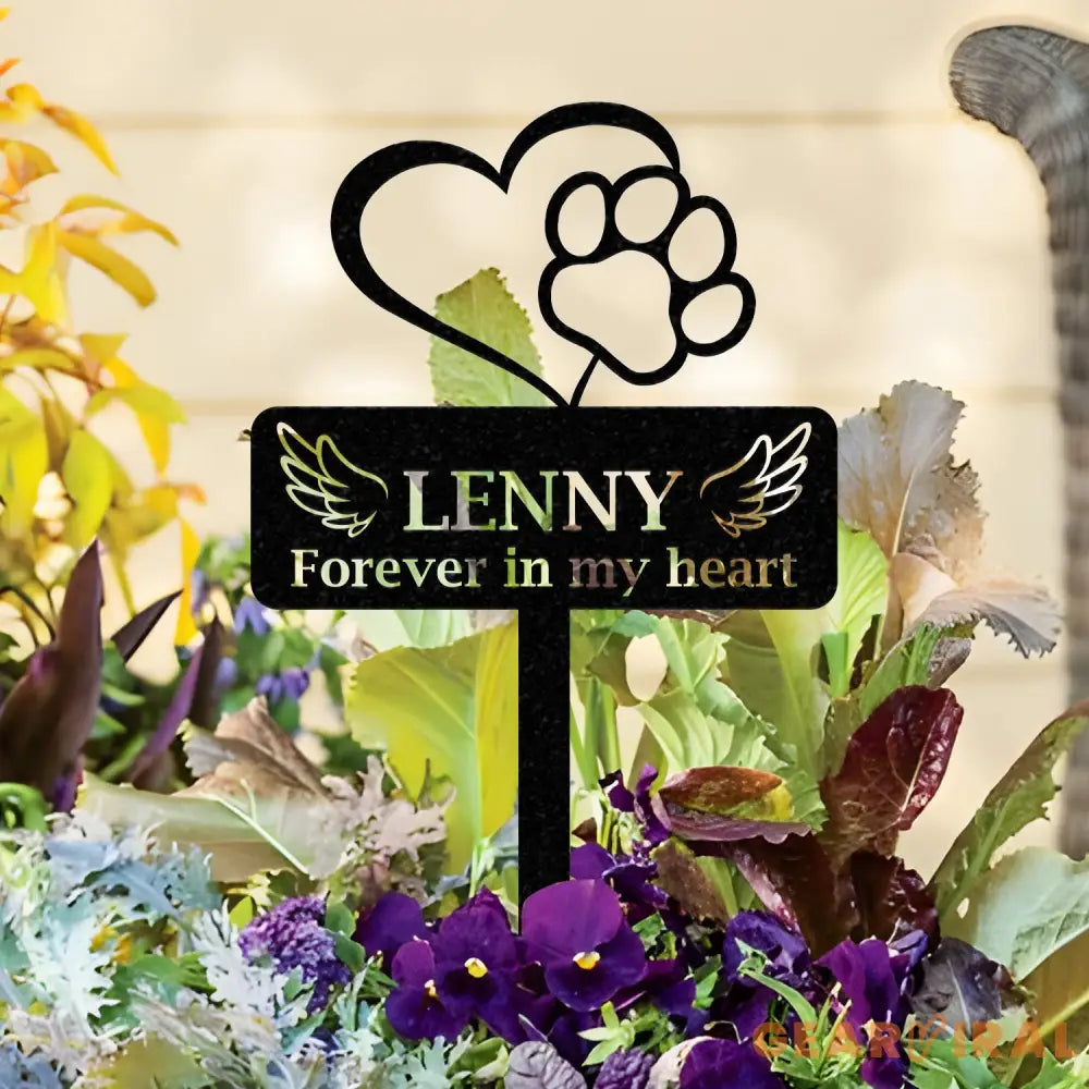 Custom Dog Memorial Stake with Heart and Paw,Metal Dog Garden Stake Sign Personalized Dog Name Yard Stake Metal Dog Pet