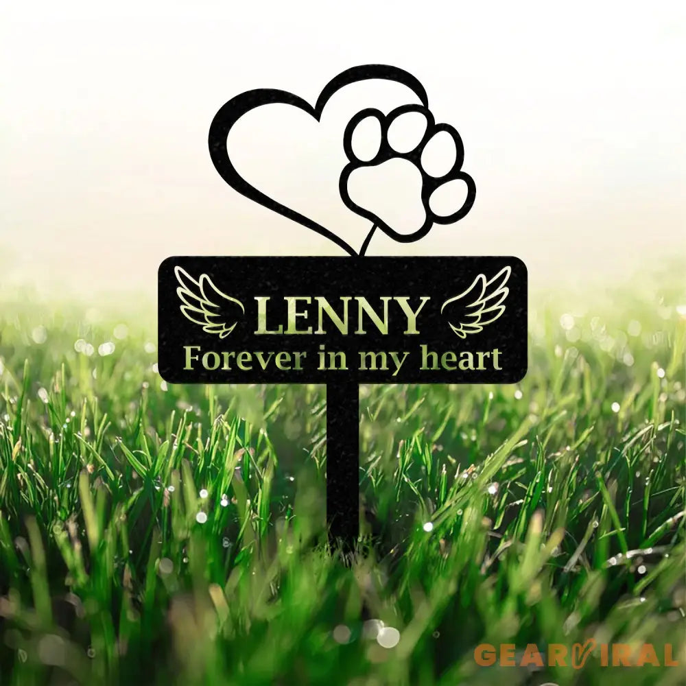 Custom Dog Memorial Stake with Heart and Paw,Metal Dog Garden Stake Sign Personalized Dog Name Yard Stake Metal Dog Pet