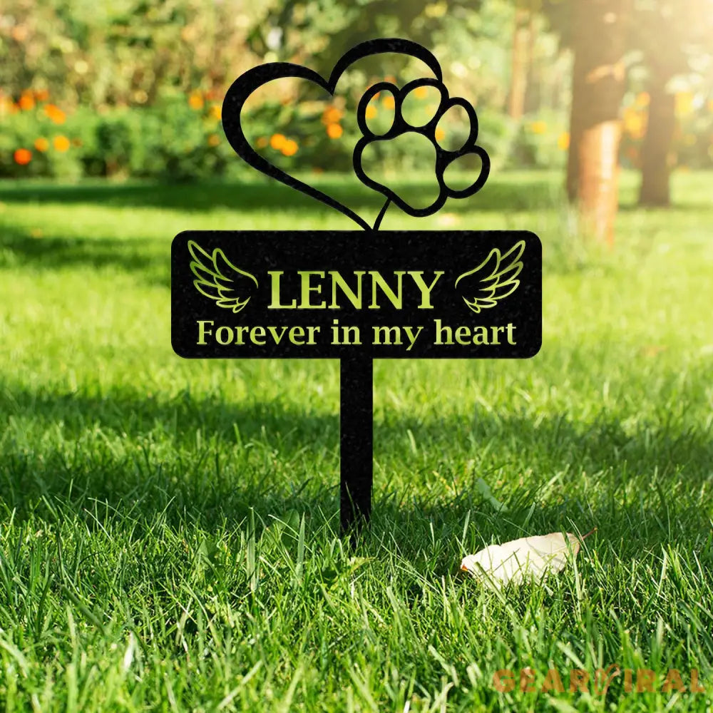 Custom Dog Memorial Stake with Heart and Paw,Metal Dog Garden Stake Sign Personalized Dog Name Yard Stake Metal Dog Pet