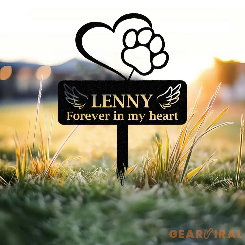 Custom Dog Memorial Stake with Heart and Paw,Metal Dog Garden Stake Sign Personalized Dog Name Yard Stake Metal Dog Pet