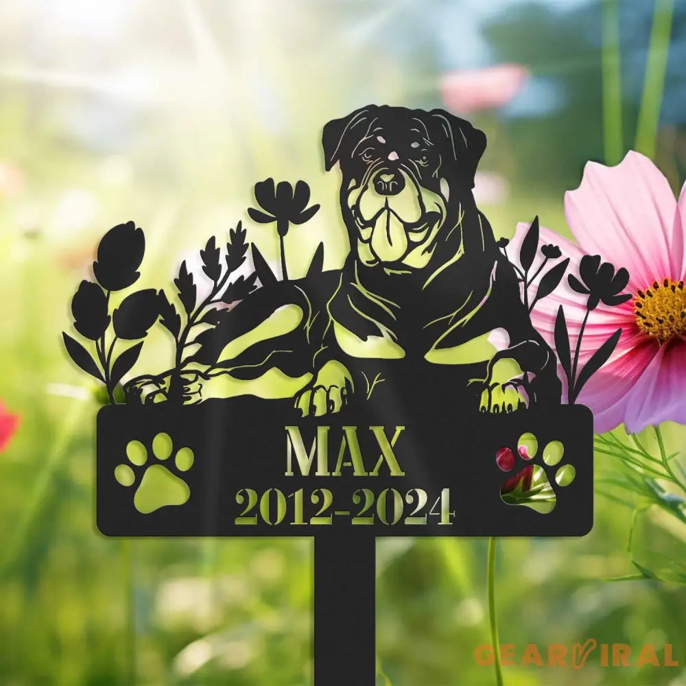 Custom Dog Metal Memorial Garden Stake - Rottweiler Loss - Pet Grave Marker Name Sign - Remembrance Stake | GearViral
