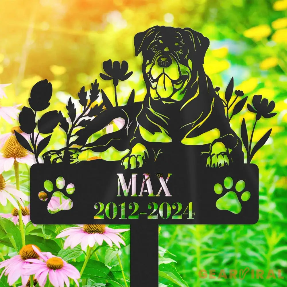 Custom Dog Metal Memorial Garden Stake - Rottweiler Loss - Pet Grave Marker Name Sign - Remembrance Stake | GearViral