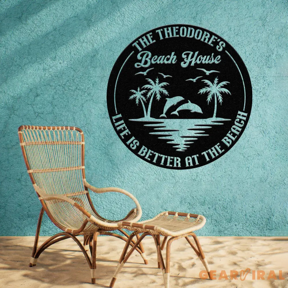 Custom Dolphin Beach Decor Nautical Decor Lake House Decor Personalized Dolphin Metal Signs Metal Coastal Decor Outdoor