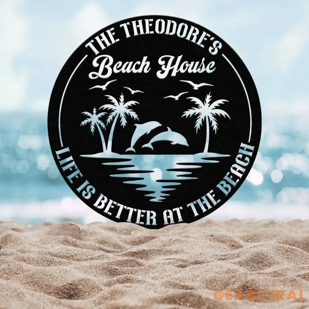 Custom Dolphin Beach Decor Nautical Decor Lake House Decor Personalized Dolphin Metal Signs Metal Coastal Decor Outdoor