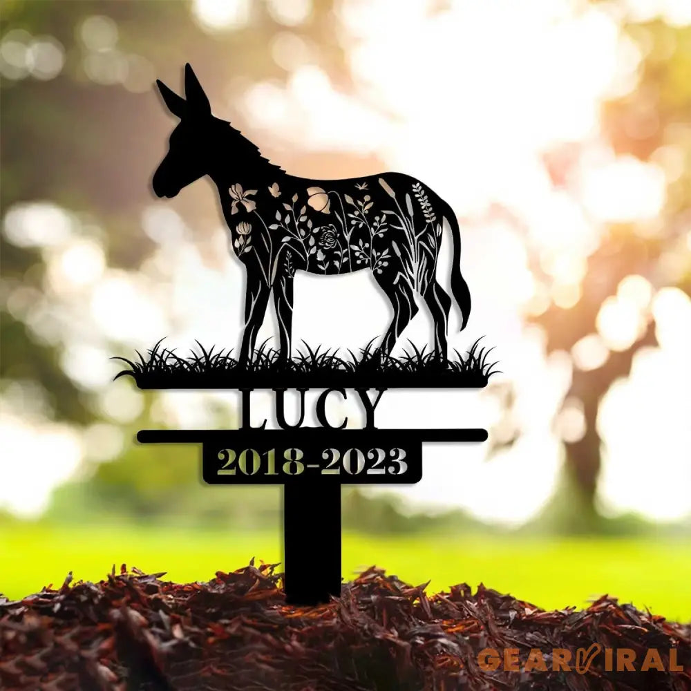 Custom Donkey Memorial Metal Stake - Donkey Loss Bereavement Stake - Pet Grave Stake - Donkey Remembrance Grave Marker