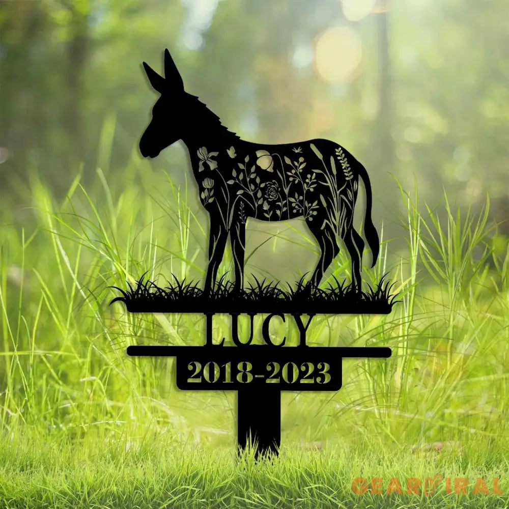 Custom Donkey Memorial Metal Stake - Donkey Loss Bereavement Stake - Pet Grave Stake - Donkey Remembrance Grave Marker