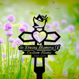 Custom Dove Heart Memorial Cross - Dad Memorial Gift - Memorial Garden Stakes - Mom Memorial Gift | GearViral