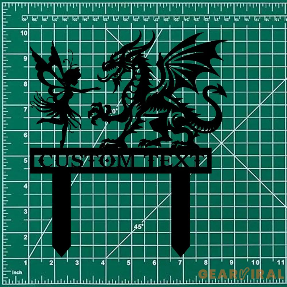 Custom Dragon and Fairy Metal Stake Personalized Family Name Yard Sign Outdoor Door Garden Decor Garden Art Garden
