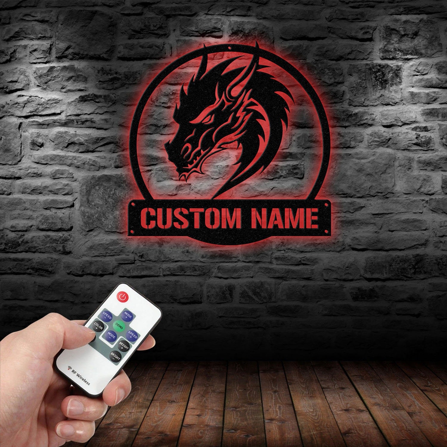 Custom Dragon Metal Art with Led Light, Dragon Name House Sign, Dragon Metal Sign, Boy Room Decor, Dragon Lover Gift, Gaming Room Decor