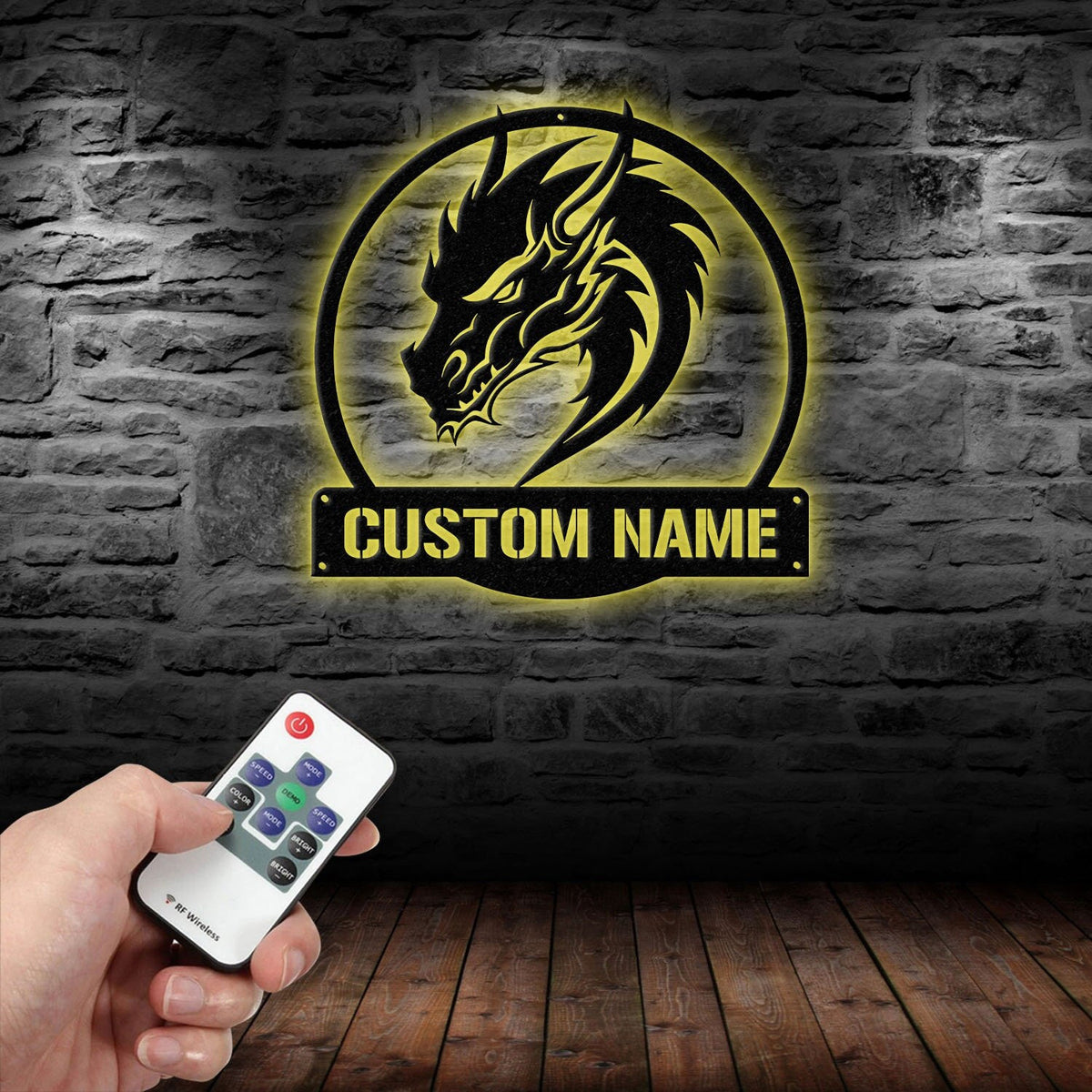 Custom Dragon Metal Art with Led Light, Dragon Name House Sign, Dragon Metal Sign, Boy Room Decor, Dragon Lover Gift, Gaming Room Decor