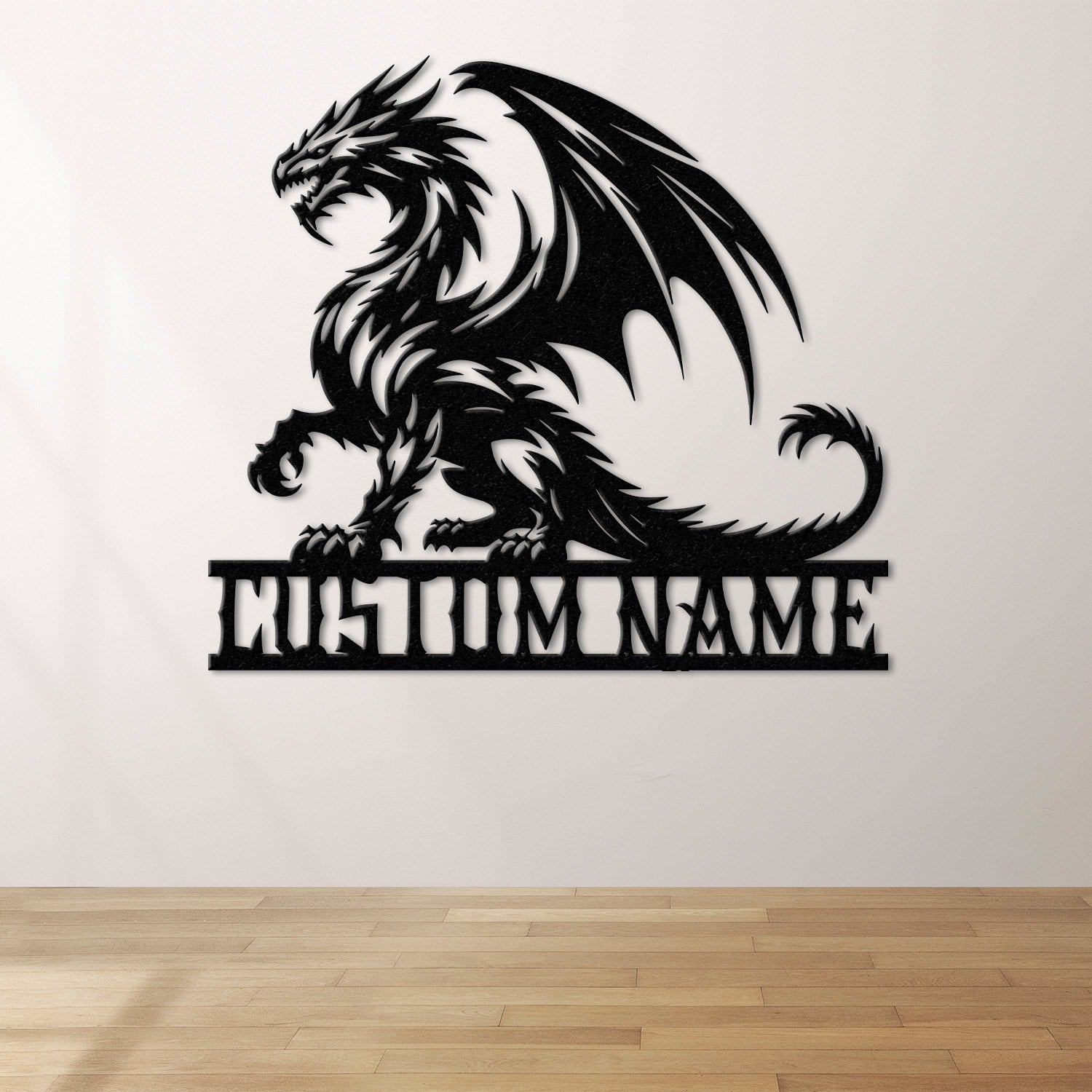 Custom Dragon Metal Art with Led Light, Dragon Name House Sign, Dragon Metal Sign, Boy Room Decor, Dragon Lover Gift, Gaming Room Decor