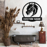 Custom Dragon Metal Art with Led Light, Dragon Name House Sign, Dragon Metal Sign, Boy Room Decor, Dragon Lover Gift, Gaming Room Decor
