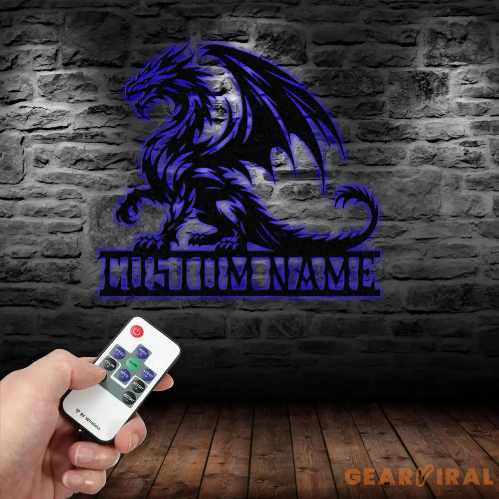 Custom Dragon Metal Art with Led Light Dragon Name House Sign Dragon Metal Sign Boy Room Decor Dragon Lover Gift Gaming
