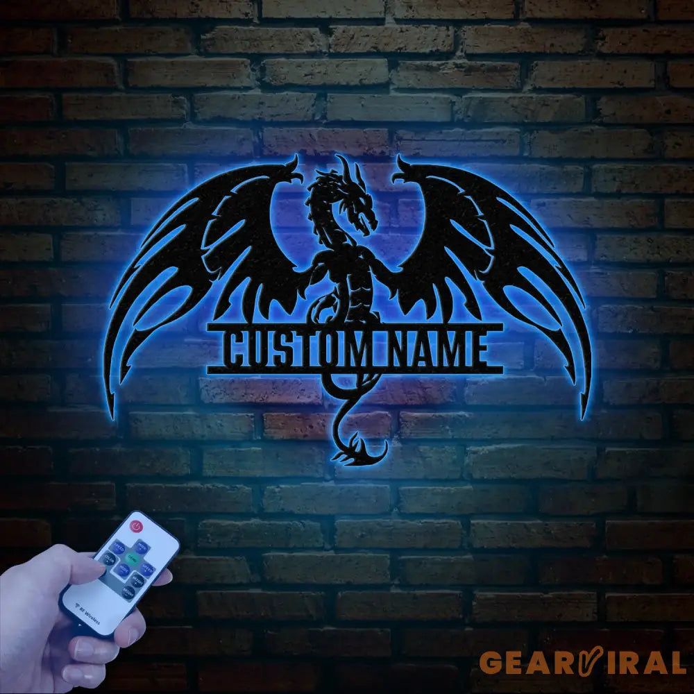 Custom Dragon Metal Art with Led Light Dragon Name House Sign Dragon Metal Sign Boy Room Decor Dragon Lover Gift Gaming