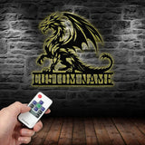 Custom Dragon Metal Art with Led Light Dragon Name House Sign Dragon Metal Sign Boy Room Decor Dragon Lover Gift Gaming