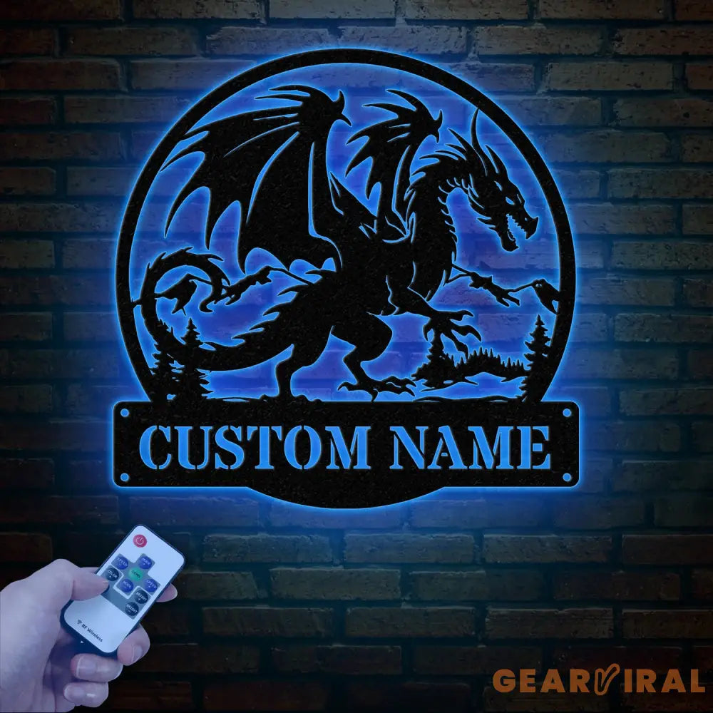 Custom Dragon Metal Art with Led Light Dragon Name House Sign Dragon Metal Sign Boy Room Decor Dragon Lover Gift Gaming