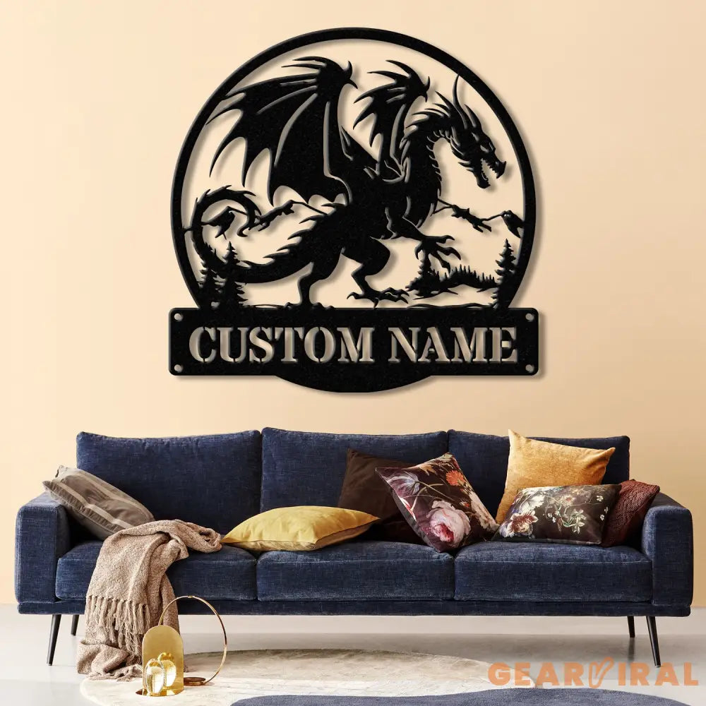 Custom Dragon Metal Art with Led Light Dragon Name House Sign Dragon Metal Sign Boy Room Decor Dragon Lover Gift Gaming