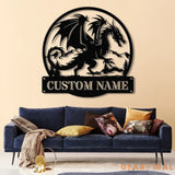 Custom Dragon Metal Art with Led Light Dragon Name House Sign Dragon Metal Sign Boy Room Decor Dragon Lover Gift Gaming